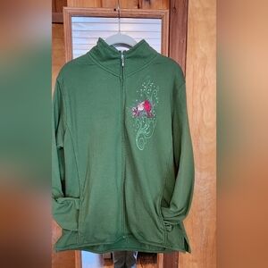 Artisan Green Zip Up Lightweight Holiday Top